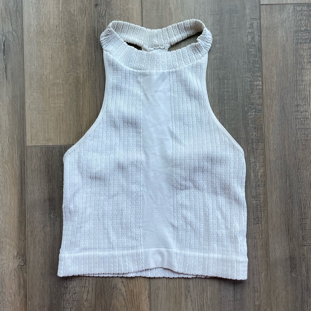 Free people white high neck crop top